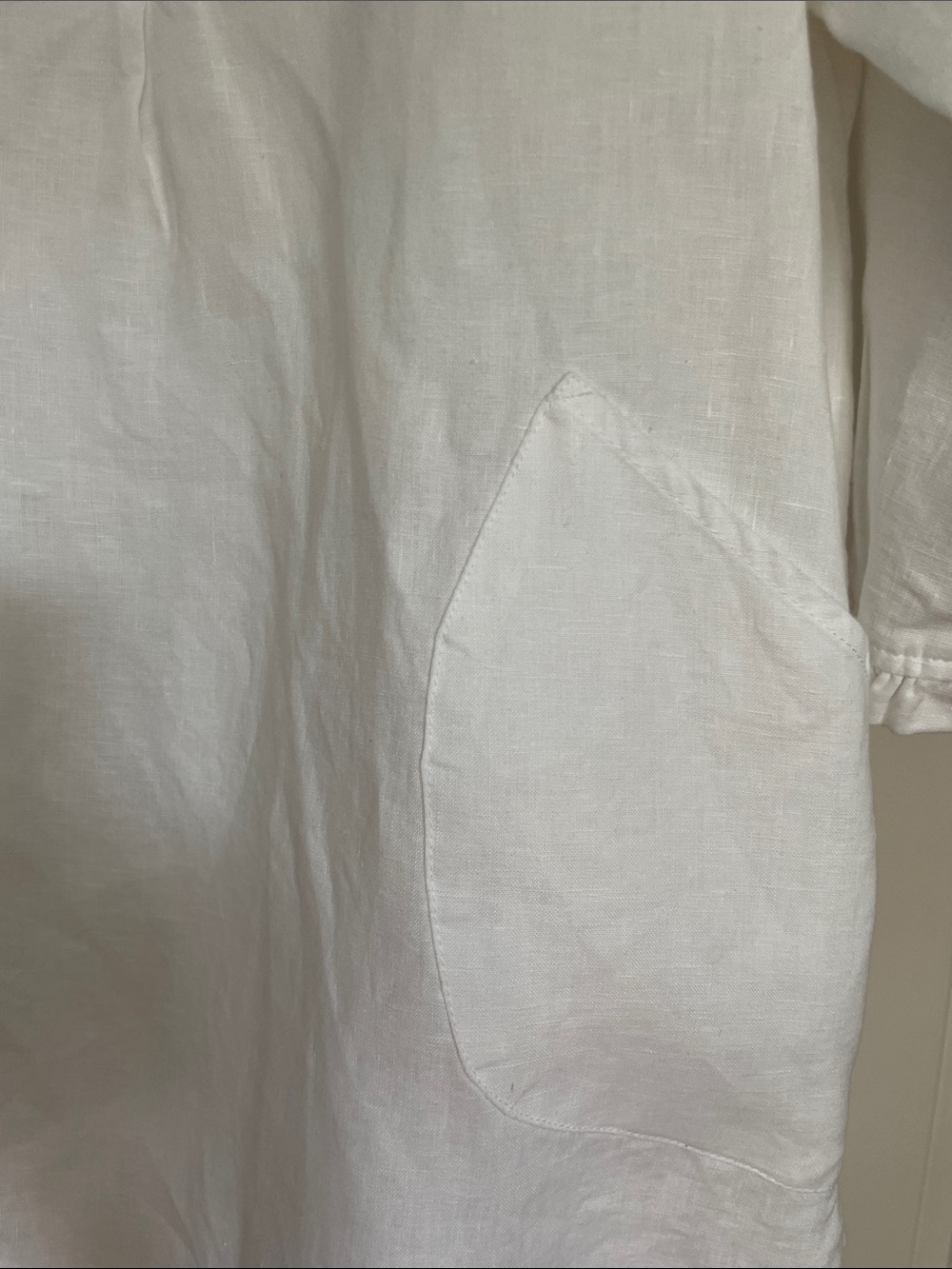 For Cynthia White Linen Ruffle V-Neck Tunic with Patch Pockets Size Medium - Picture 8 of 11